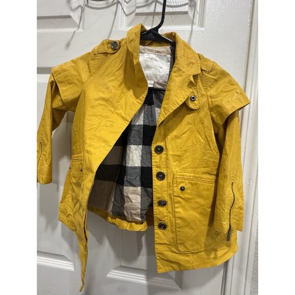 Burberry Childrens Stylish Mustard Yellow Jacket Nova Check Lining Girls - Picture 1 of 9